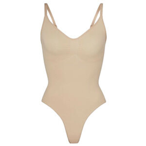 Skims XXS/XS Sculpting Thong Bodysuit Compression Mica NWOT MSRP $70